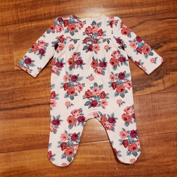 Janie and Jack NWT 0-3 months pink floral quilted footie one piece romper - Picture 4 of 5